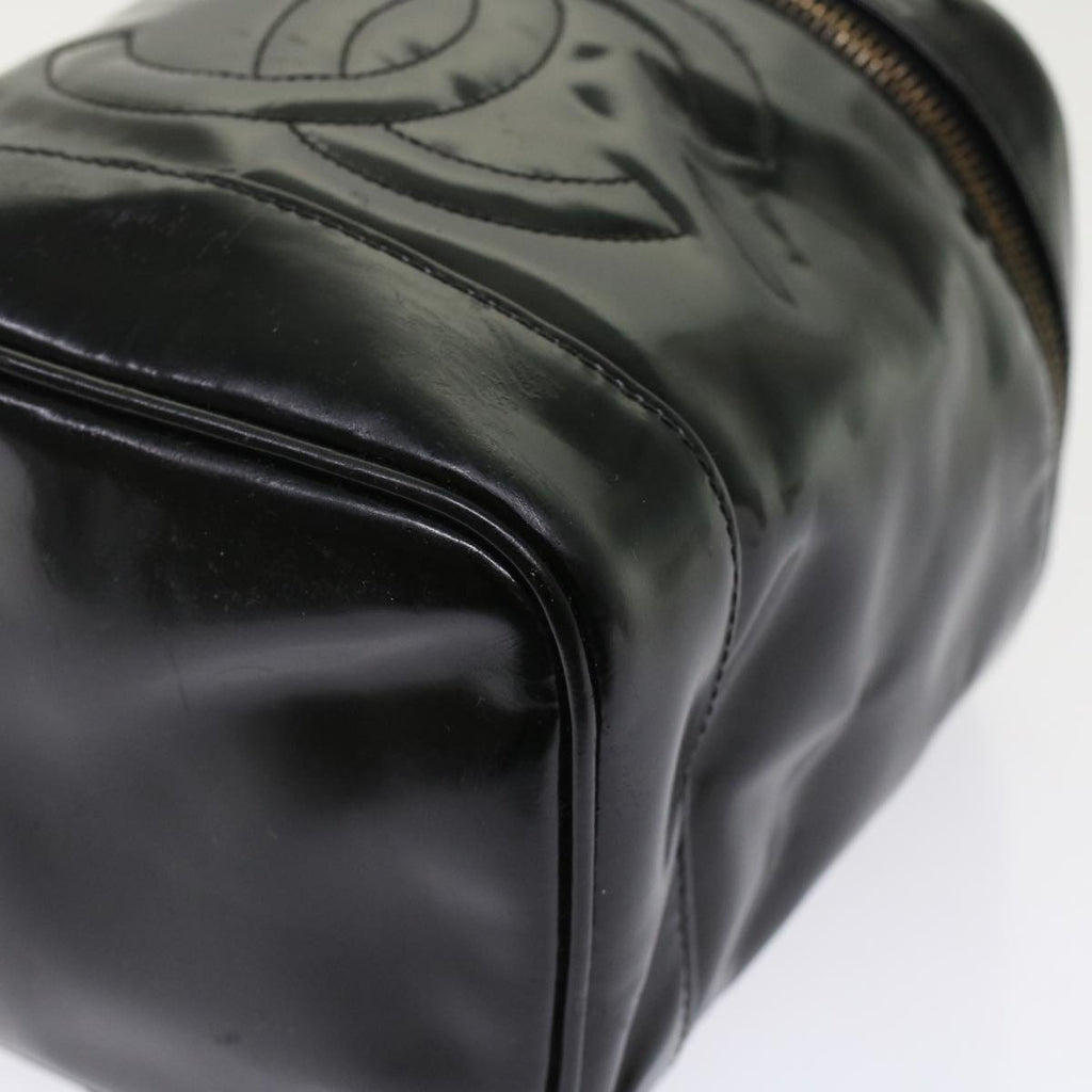 CHANEL Vanity Cosmetic Pouch Patent leather Black CC  bs6857
