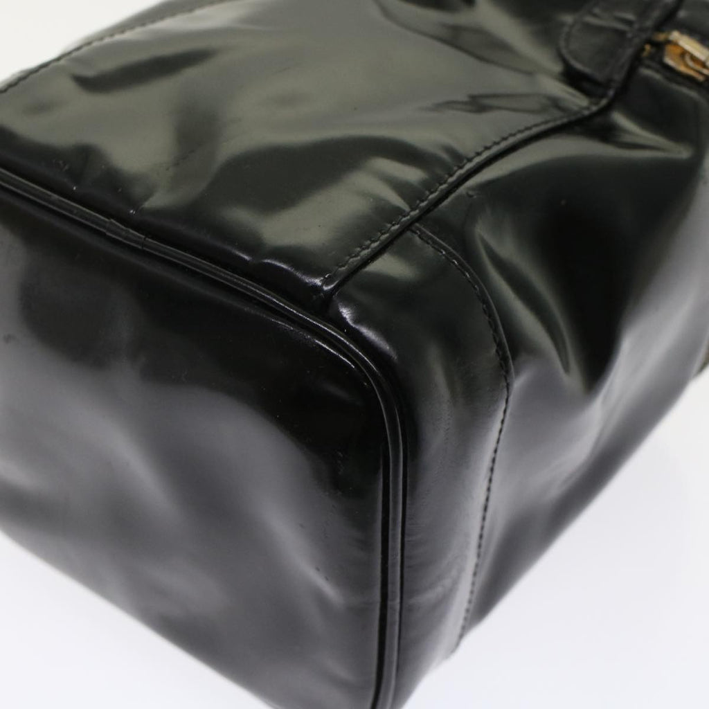 CHANEL Vanity Cosmetic Pouch Patent leather Black CC  bs6857
