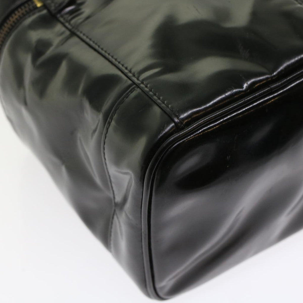 CHANEL Vanity Cosmetic Pouch Patent leather Black CC Auth bs6857