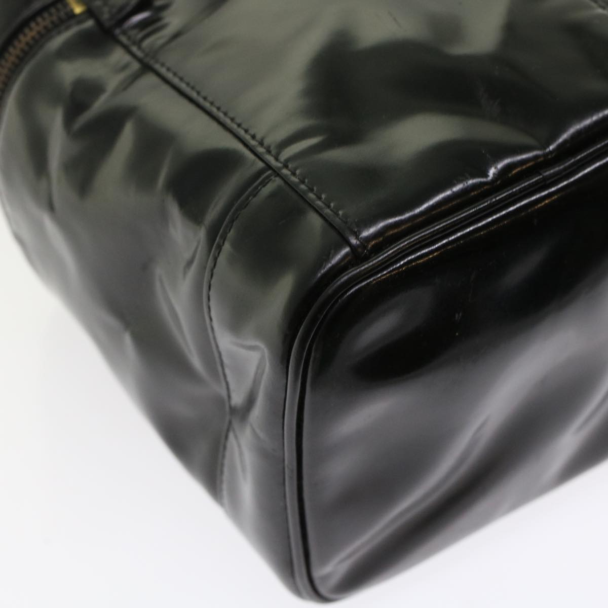 CHANEL Vanity Cosmetic Pouch Patent leather Black CC Auth bs6857