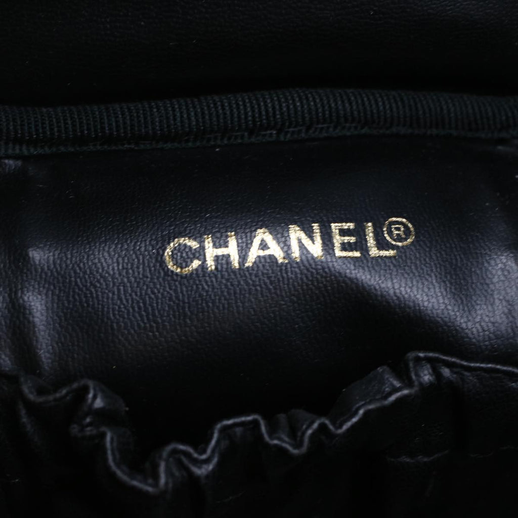 CHANEL Vanity Cosmetic Pouch Patent leather Black CC  bs6857