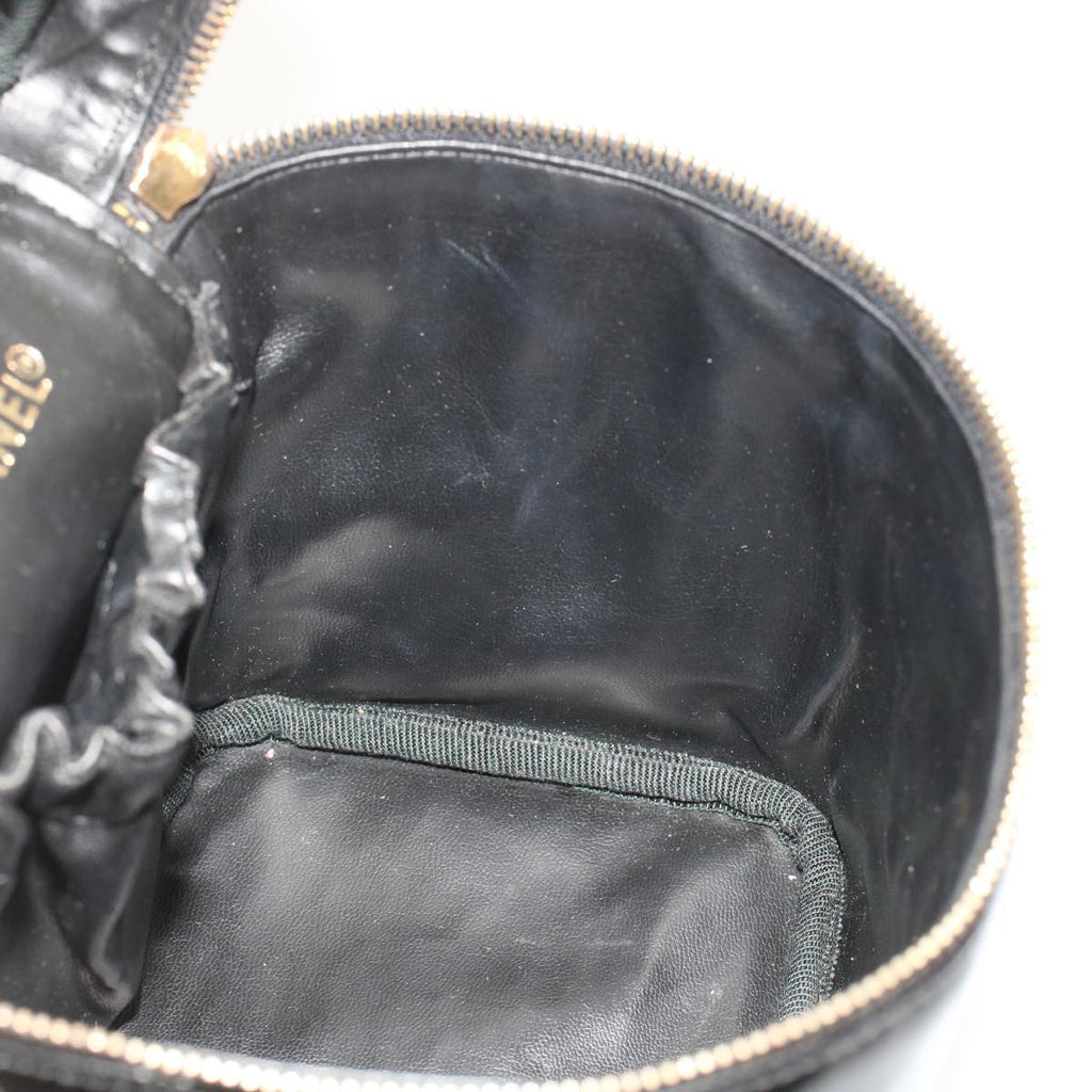 CHANEL Vanity Cosmetic Pouch Patent leather Black CC  bs6857