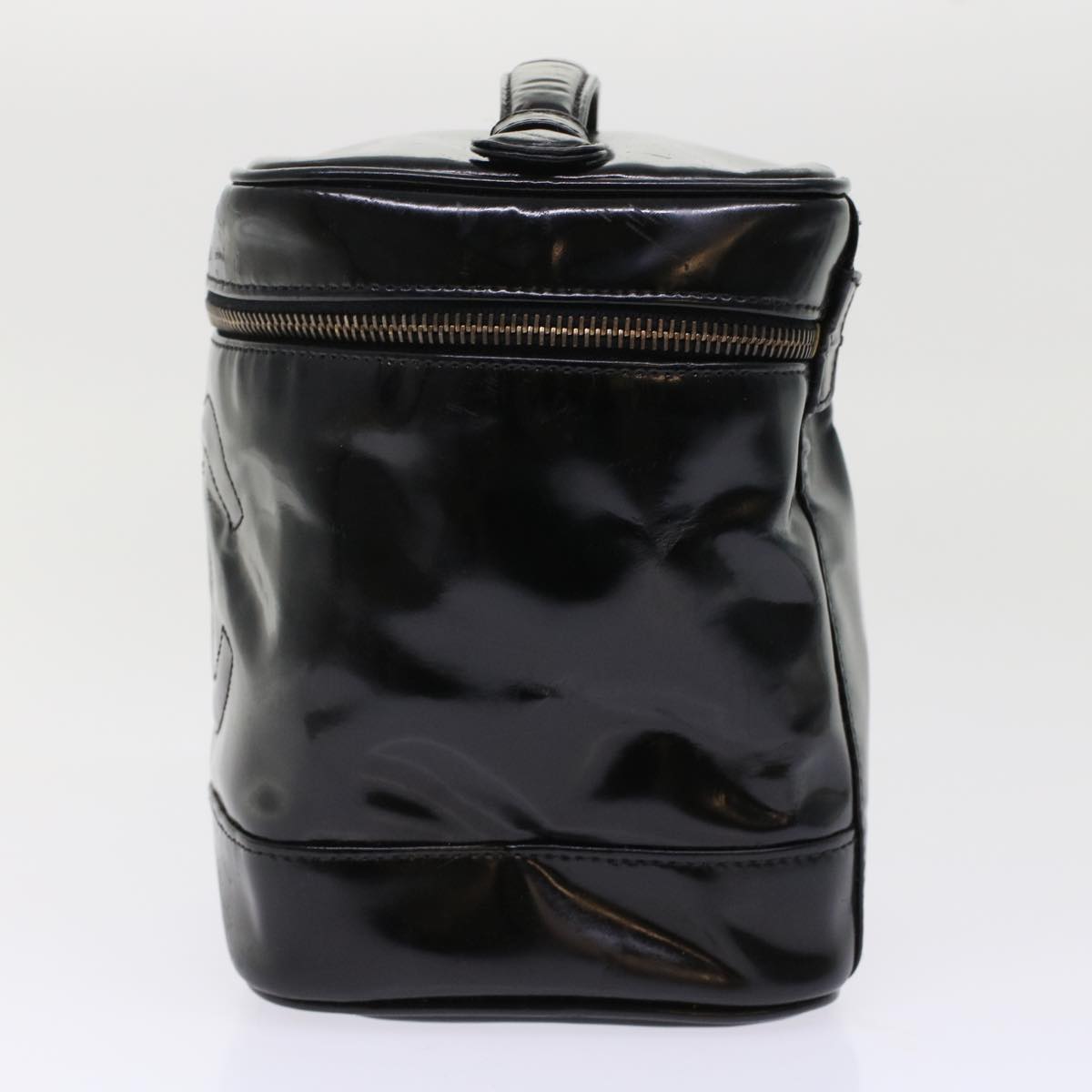CHANEL Vanity Cosmetic Pouch Patent leather Black CC  bs6857