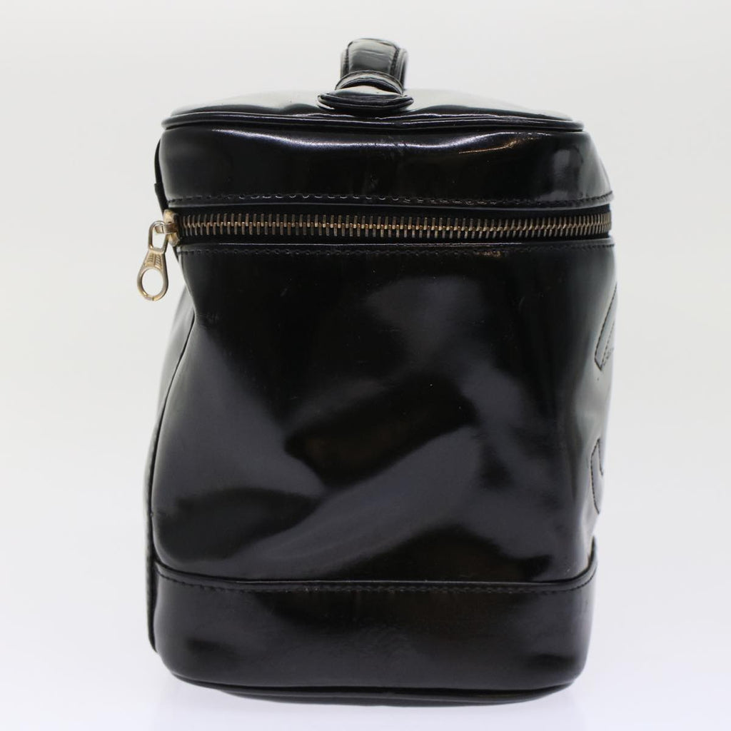 CHANEL Vanity Cosmetic Pouch Patent leather Black CC Auth bs6857