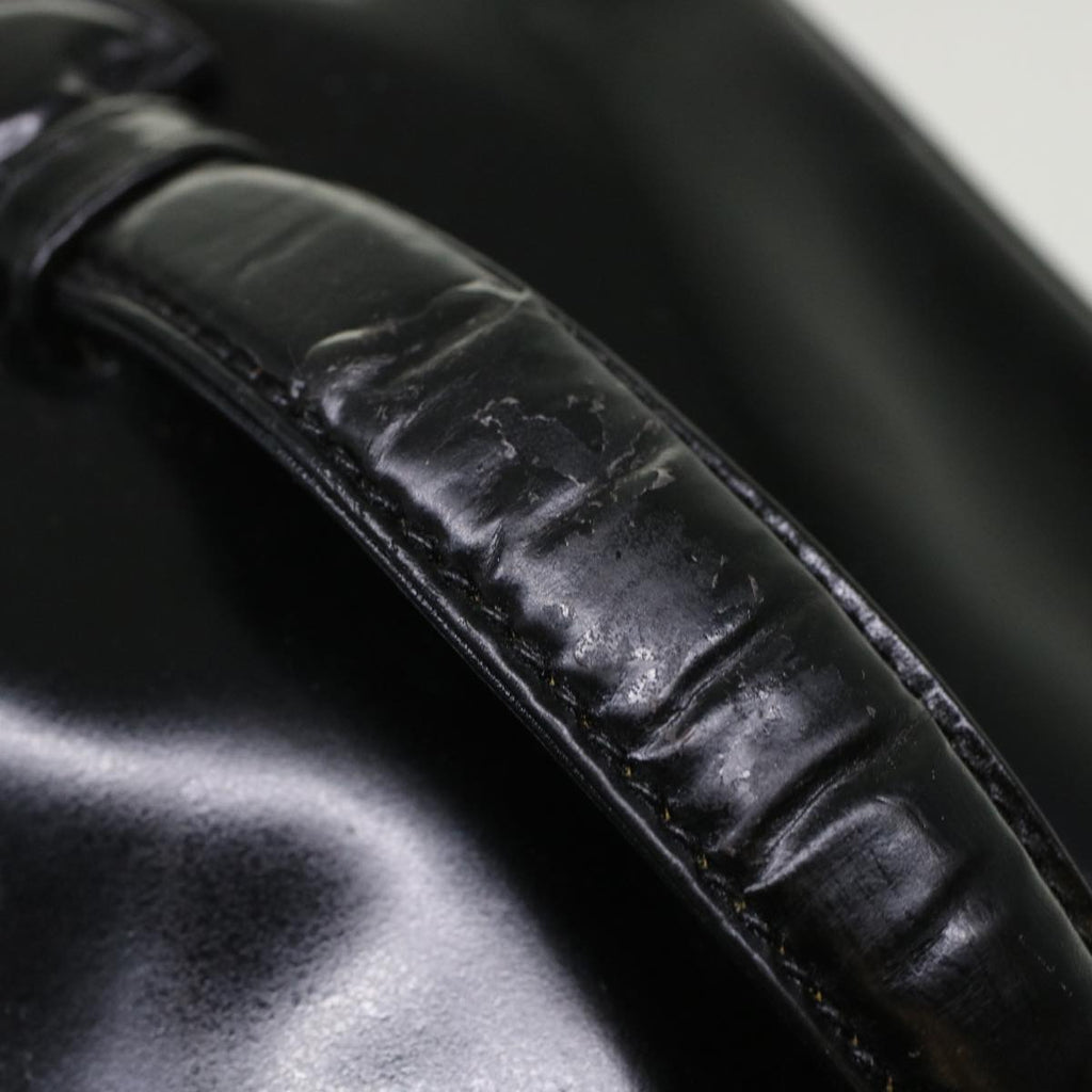 CHANEL Vanity Cosmetic Pouch Patent leather Black CC Auth bs6857