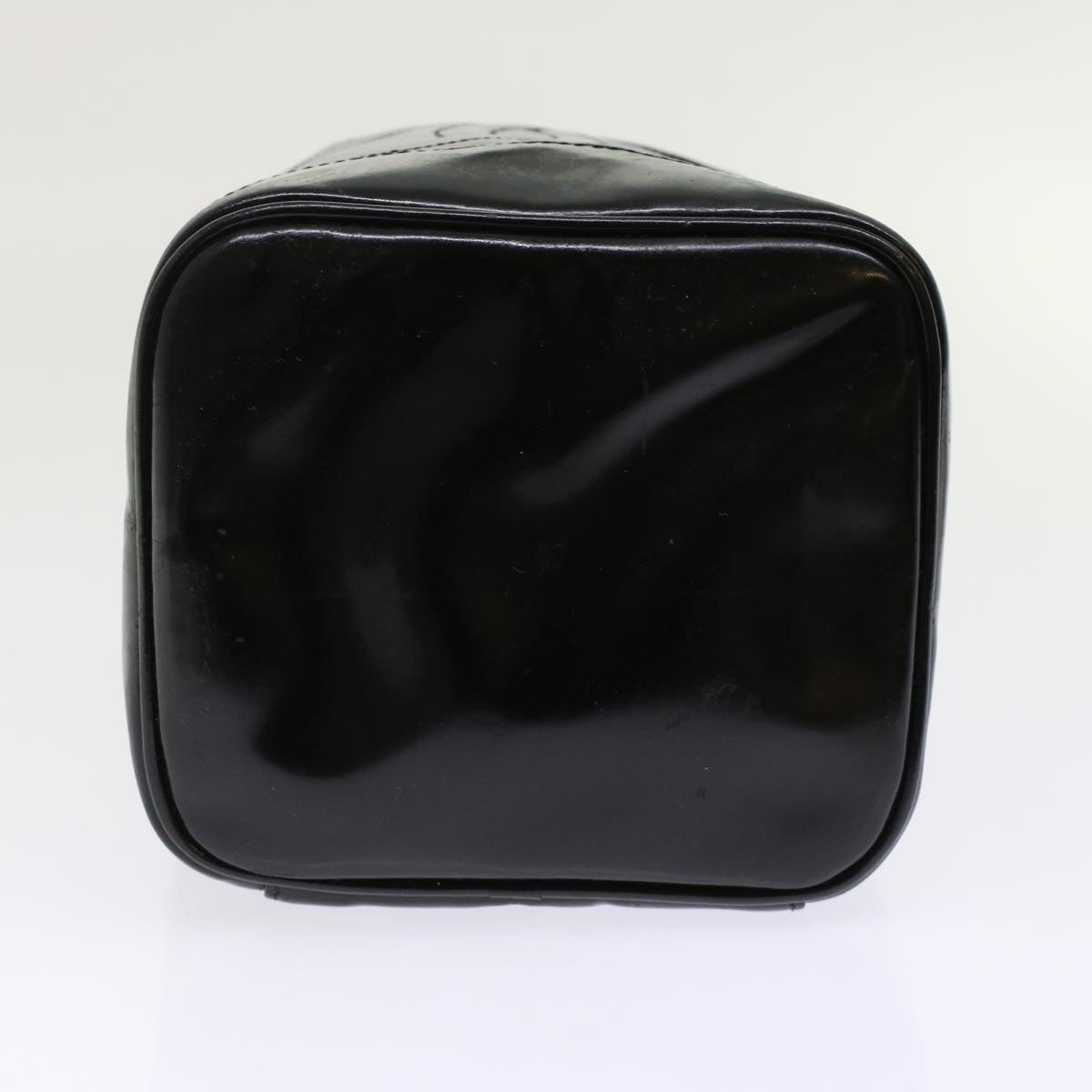 CHANEL Vanity Cosmetic Pouch Patent leather Black CC Auth bs6857