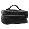 CHANEL Bicolole Vanity Cosmetic Pouch Leather Black CC  bs6921