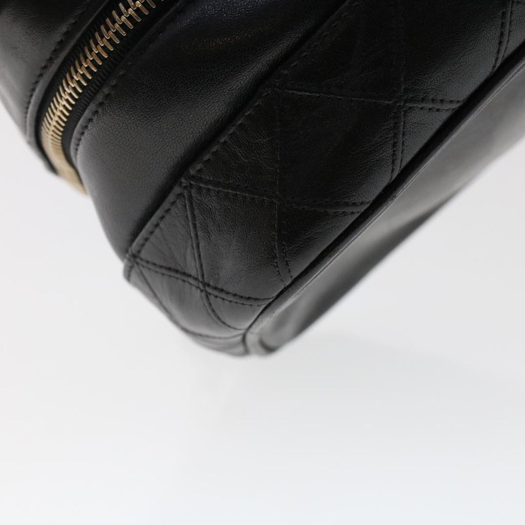CHANEL Bicolole Vanity Cosmetic Pouch Leather Black CC  bs6921