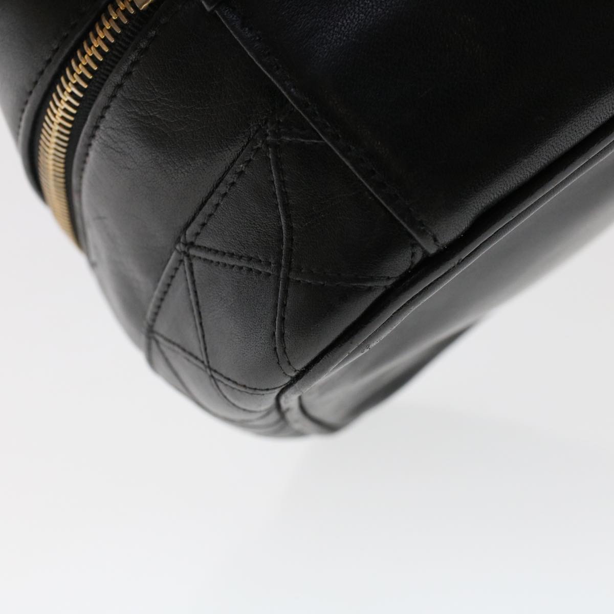 CHANEL Bicolole Vanity Cosmetic Pouch Leather Black CC Auth bs6921
