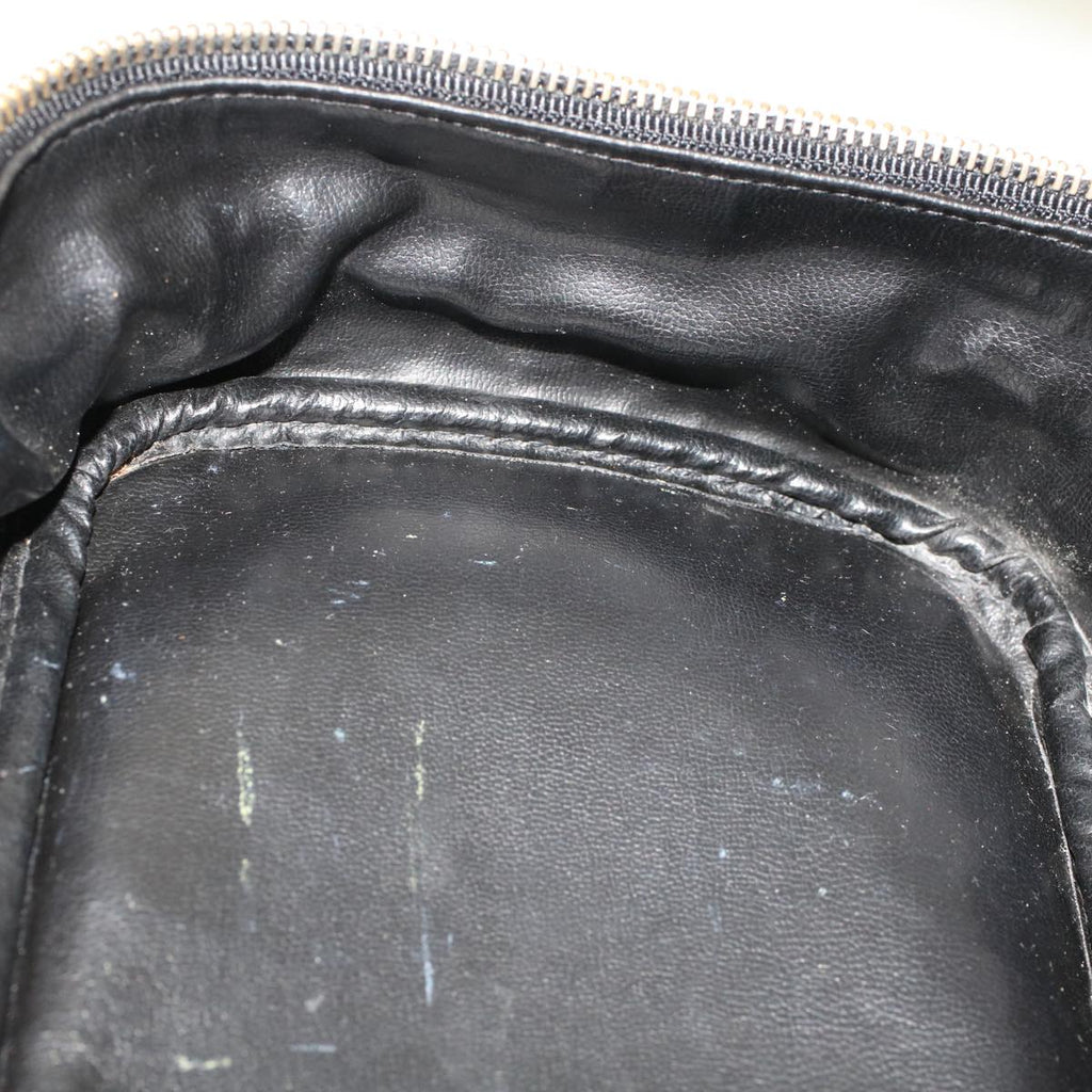 CHANEL Bicolole Vanity Cosmetic Pouch Leather Black CC  bs6921