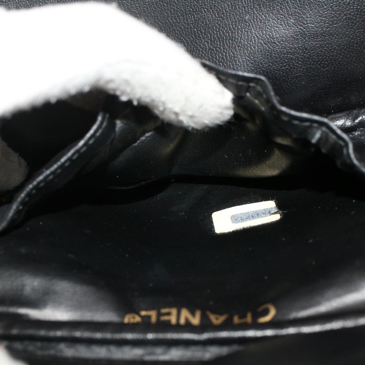 CHANEL Bicolole Vanity Cosmetic Pouch Leather Black CC  bs6921