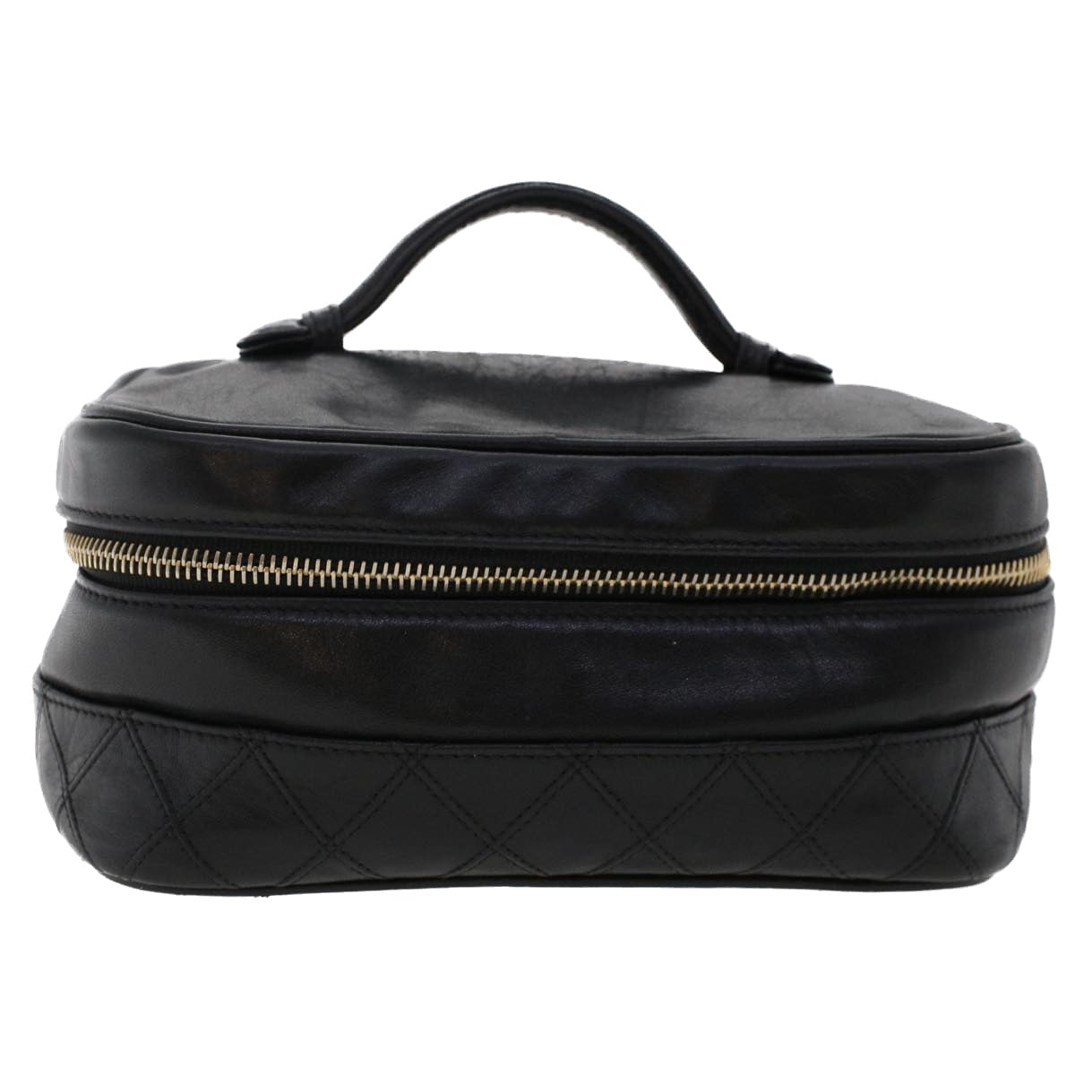 CHANEL Bicolole Vanity Cosmetic Pouch Leather Black CC  bs6921