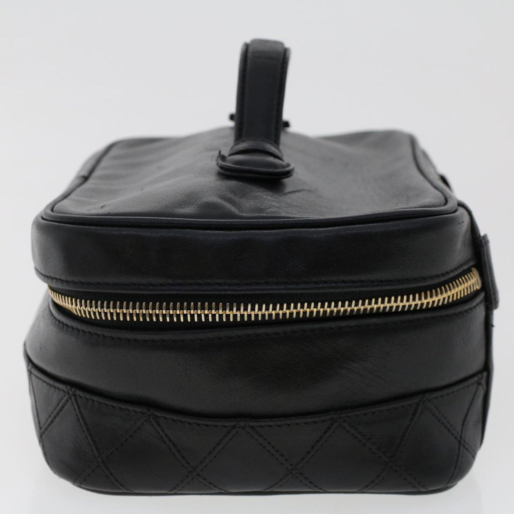 CHANEL Bicolole Vanity Cosmetic Pouch Leather Black CC Auth bs6921