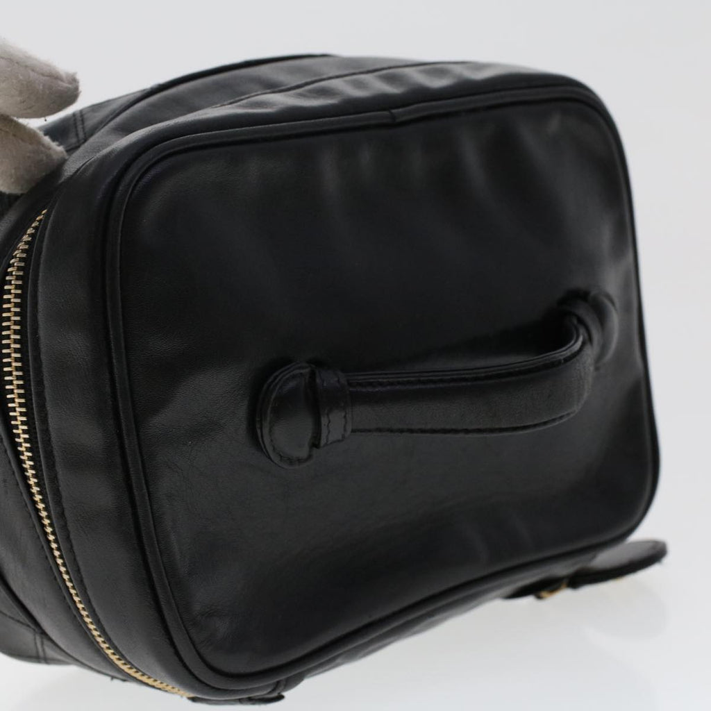 CHANEL Bicolole Vanity Cosmetic Pouch Leather Black CC  bs6921