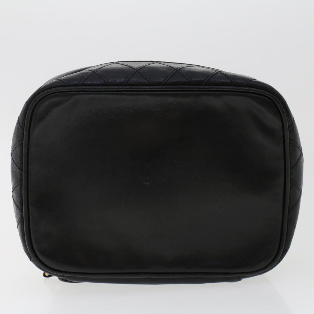 CHANEL Bicolole Vanity Cosmetic Pouch Leather Black CC  bs6921