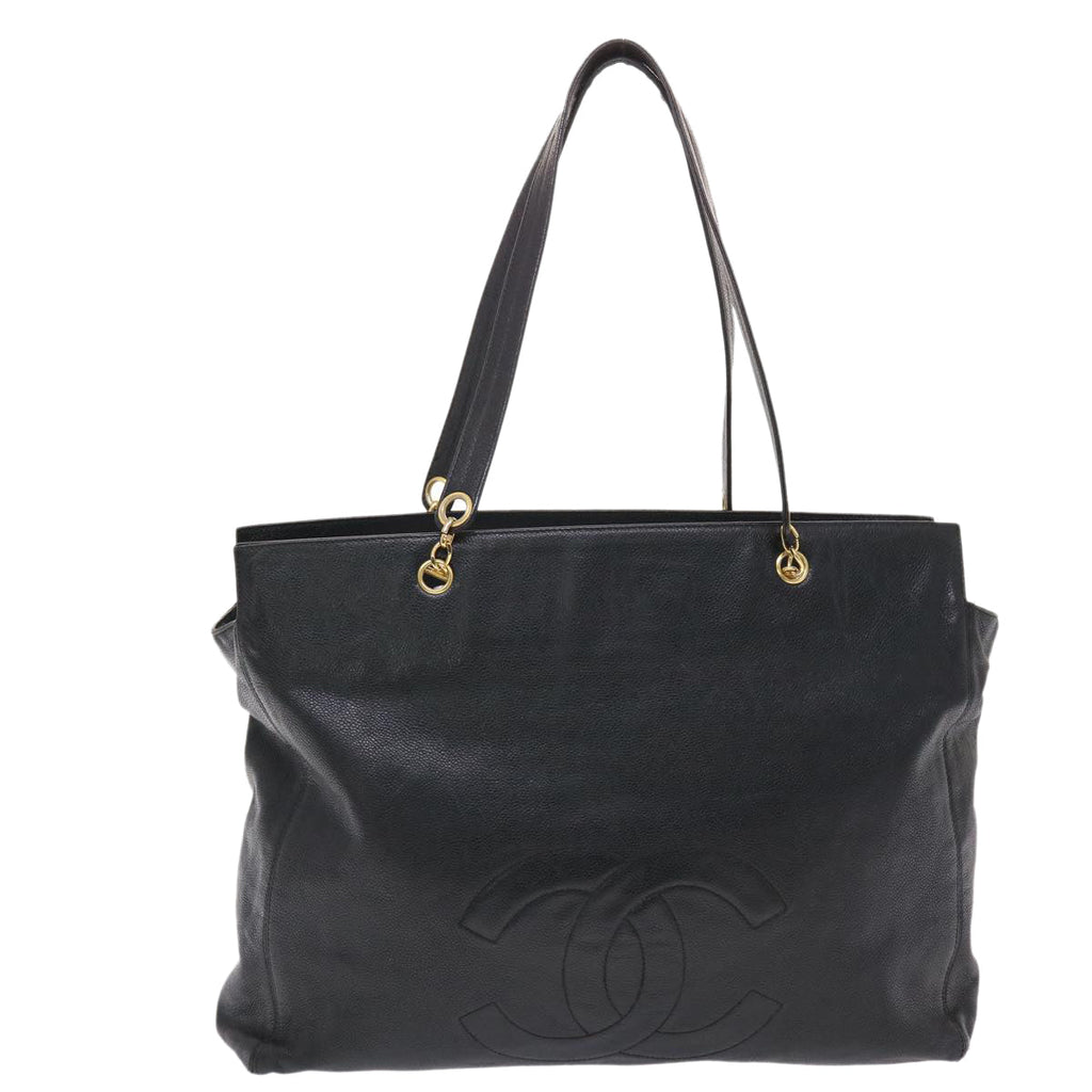CHANEL COCO Mark Shoulder Bag Caviar Skin Black CC Auth bs6929