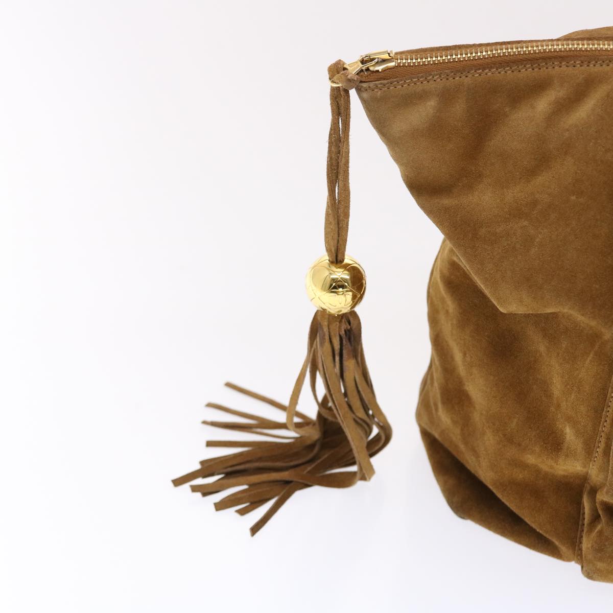 CHANEL Shoulder Bag Suede Brown CC  bs6930