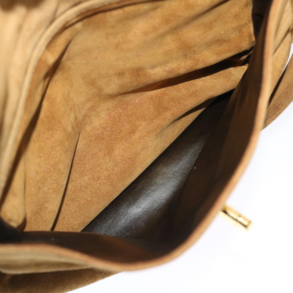 CHANEL Shoulder Bag Suede Brown CC Auth bs6930