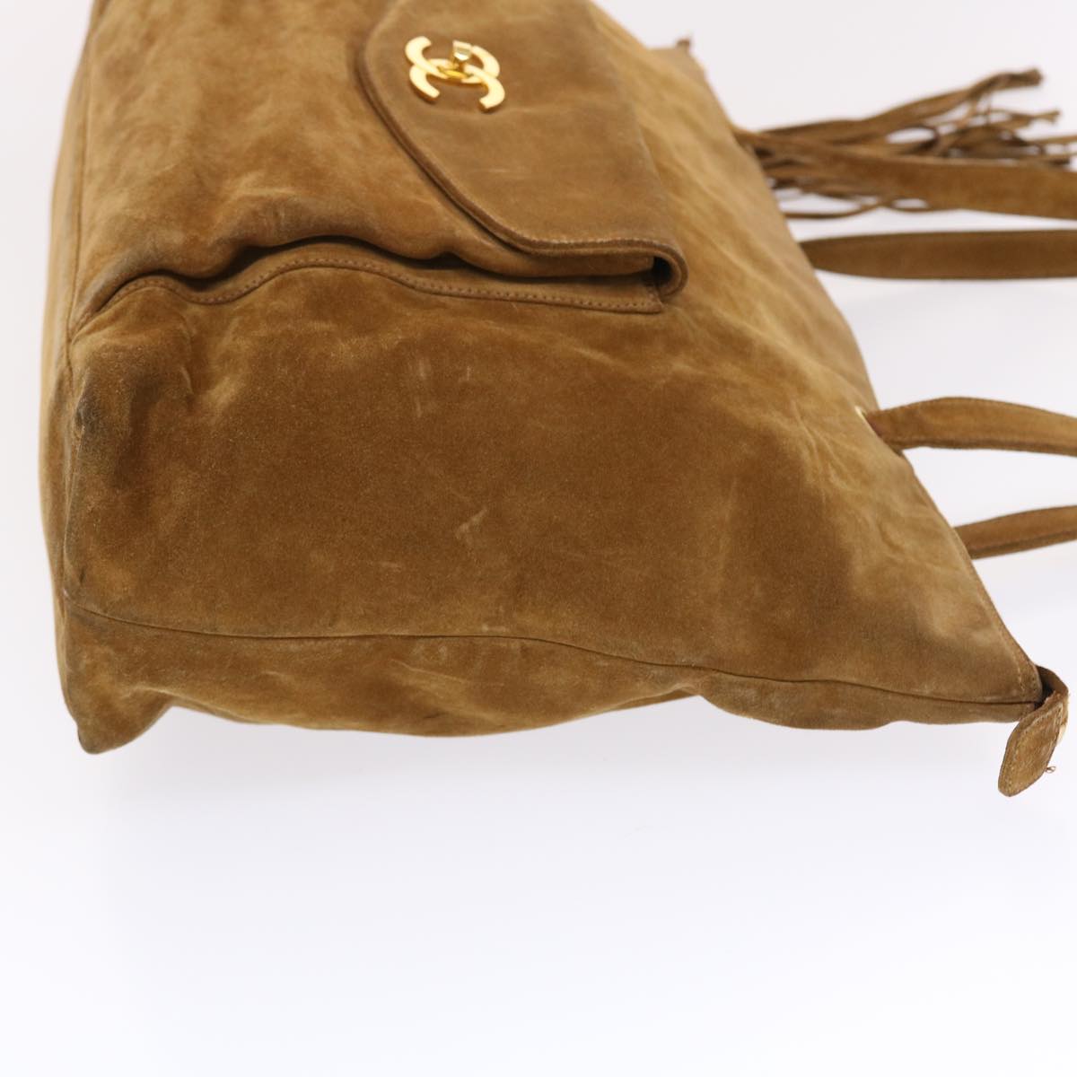 CHANEL Shoulder Bag Suede Brown CC  bs6930