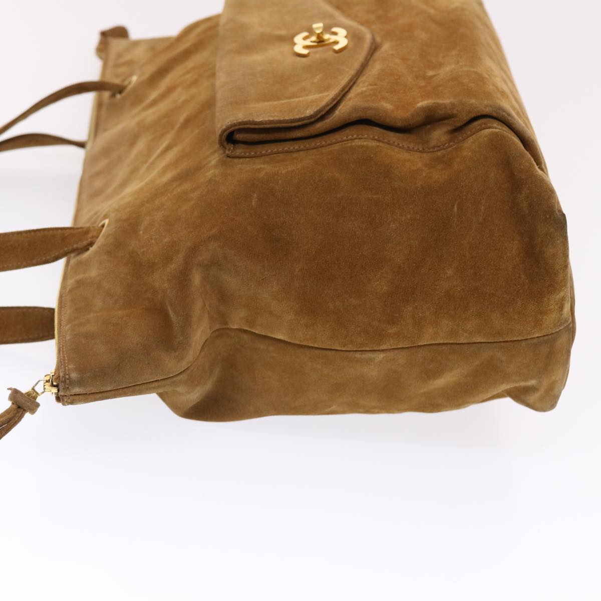 CHANEL Shoulder Bag Suede Brown CC  bs6930