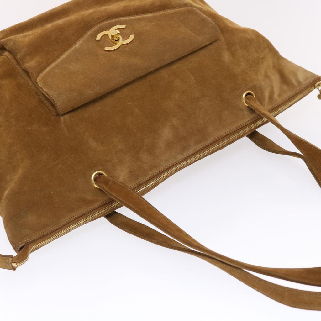 CHANEL Shoulder Bag Suede Brown CC  bs6930