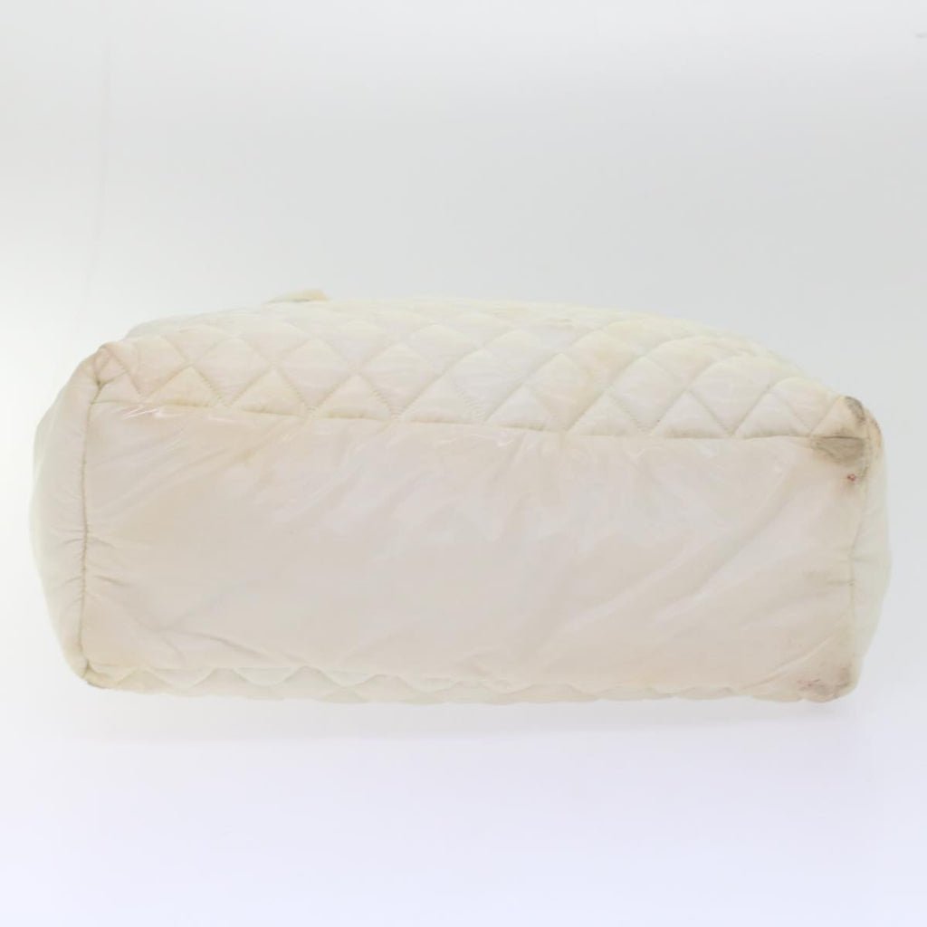 CHANEL Coco Cocoon Hand Bag Patent Leather White CC Auth bs6942