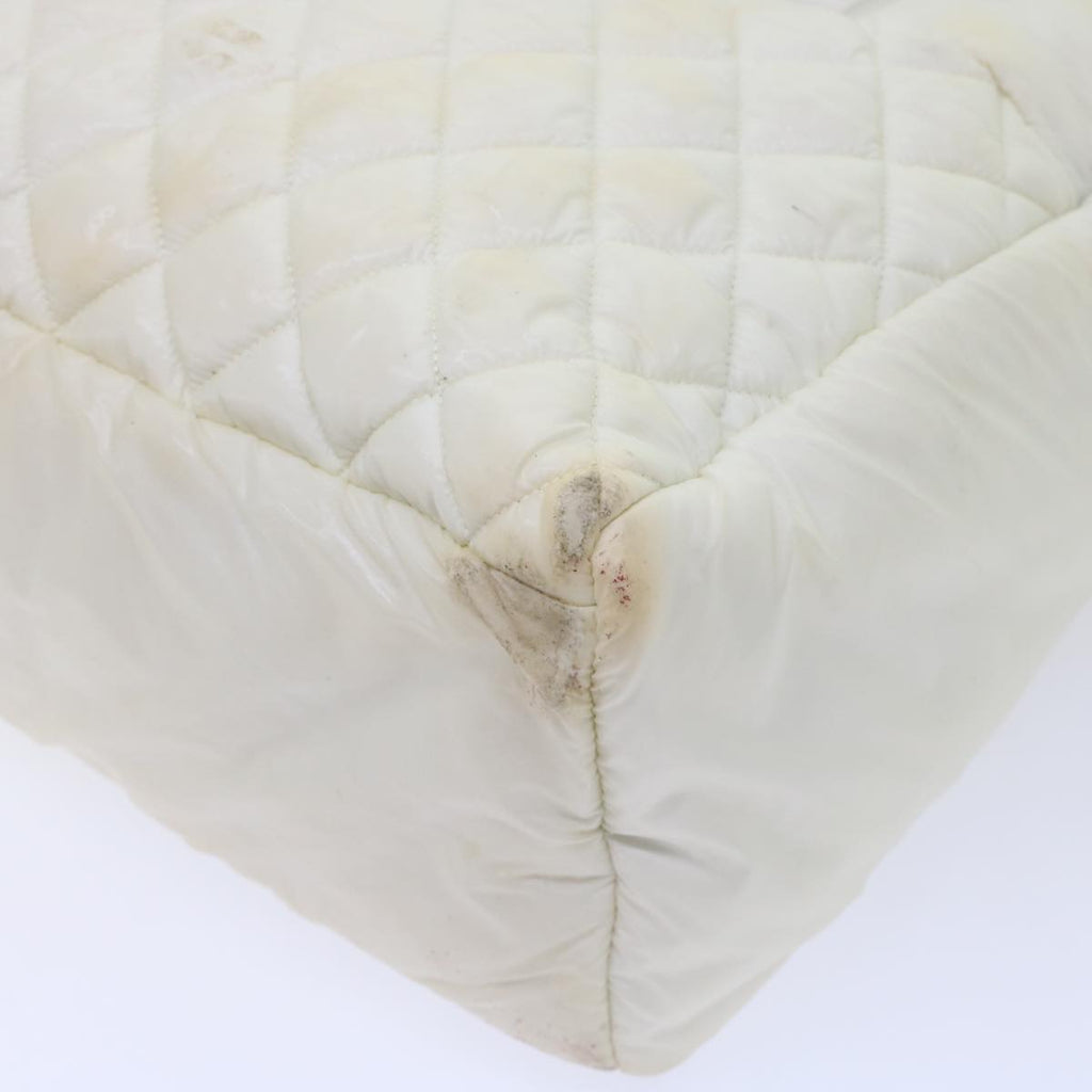 CHANEL Coco Cocoon Hand Bag Patent Leather White CC Auth bs6942