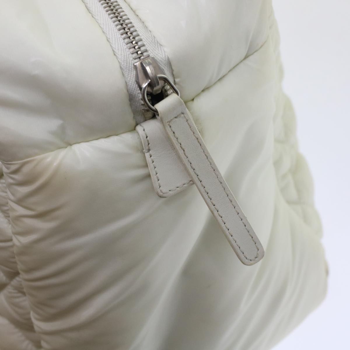 CHANEL Coco Cocoon Hand Bag Patent Leather White CC  bs6942