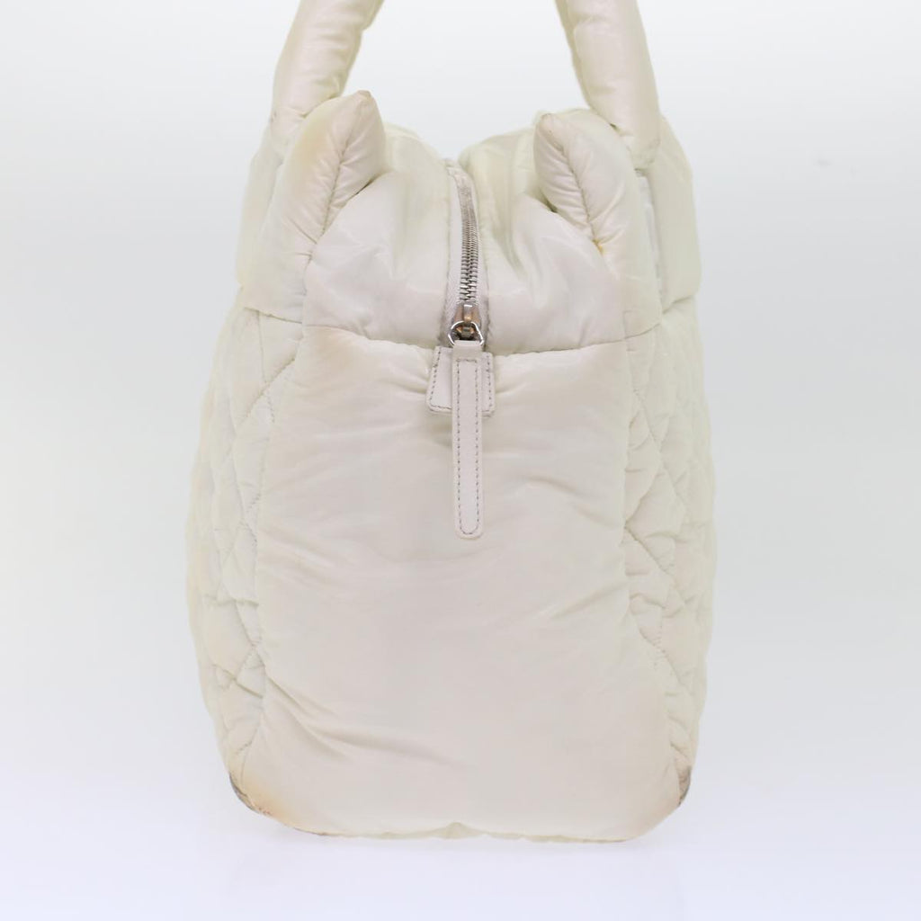 CHANEL Coco Cocoon Hand Bag Patent Leather White CC  bs6942