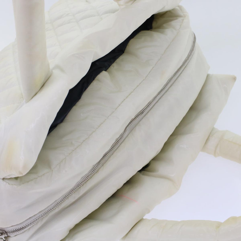 CHANEL Coco Cocoon Hand Bag Patent Leather White CC  bs6942