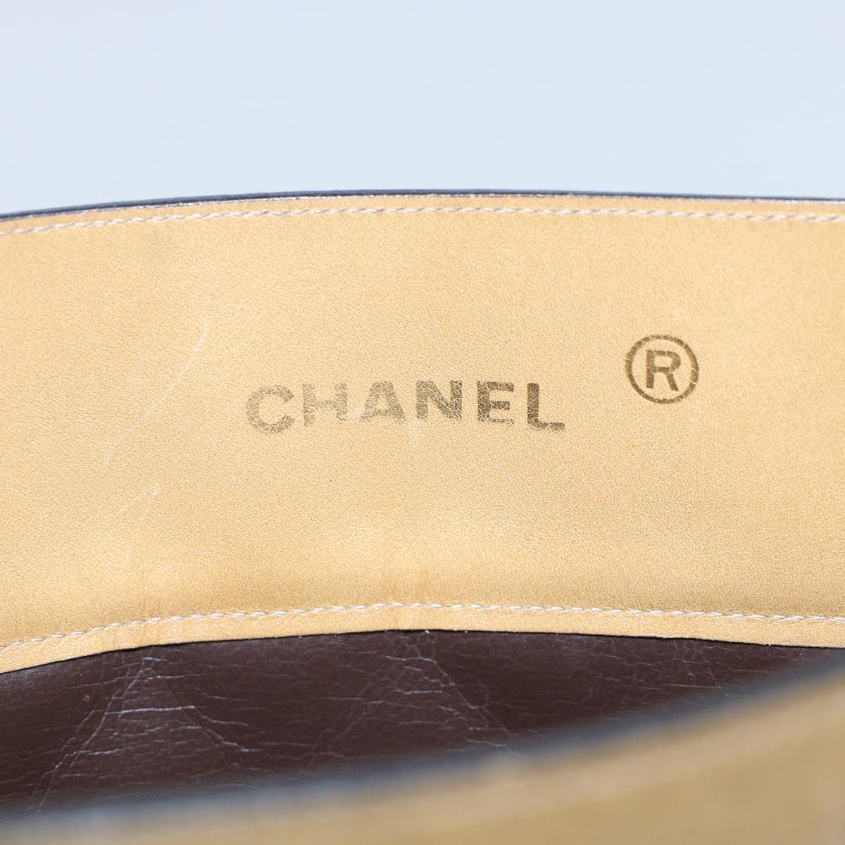 CHANEL Chain Shoulder Bag Lamb Skin Beige CC  bs6968