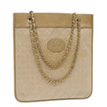 CHANEL Chain Shoulder Bag Lamb Skin Beige CC Auth bs6968