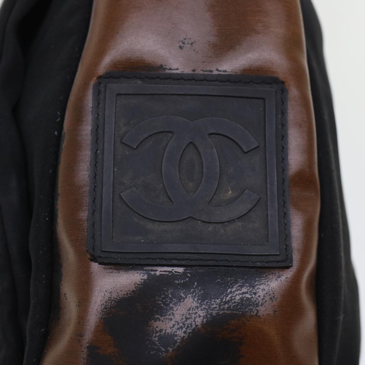 CHANEL Shoulder Bag Nylon Black CC Auth bs6987