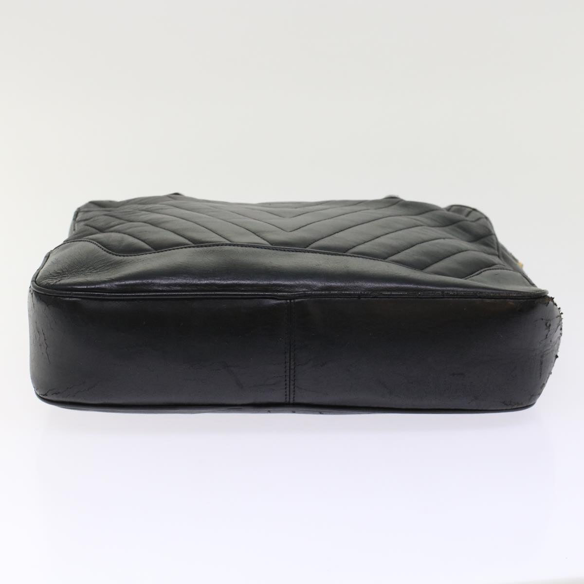 CHANEL V Stitch Hand Bag Leather Black CC  bs7027