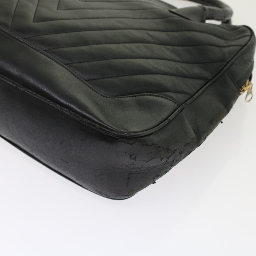 CHANEL V Stitch Hand Bag Leather Black CC  bs7027
