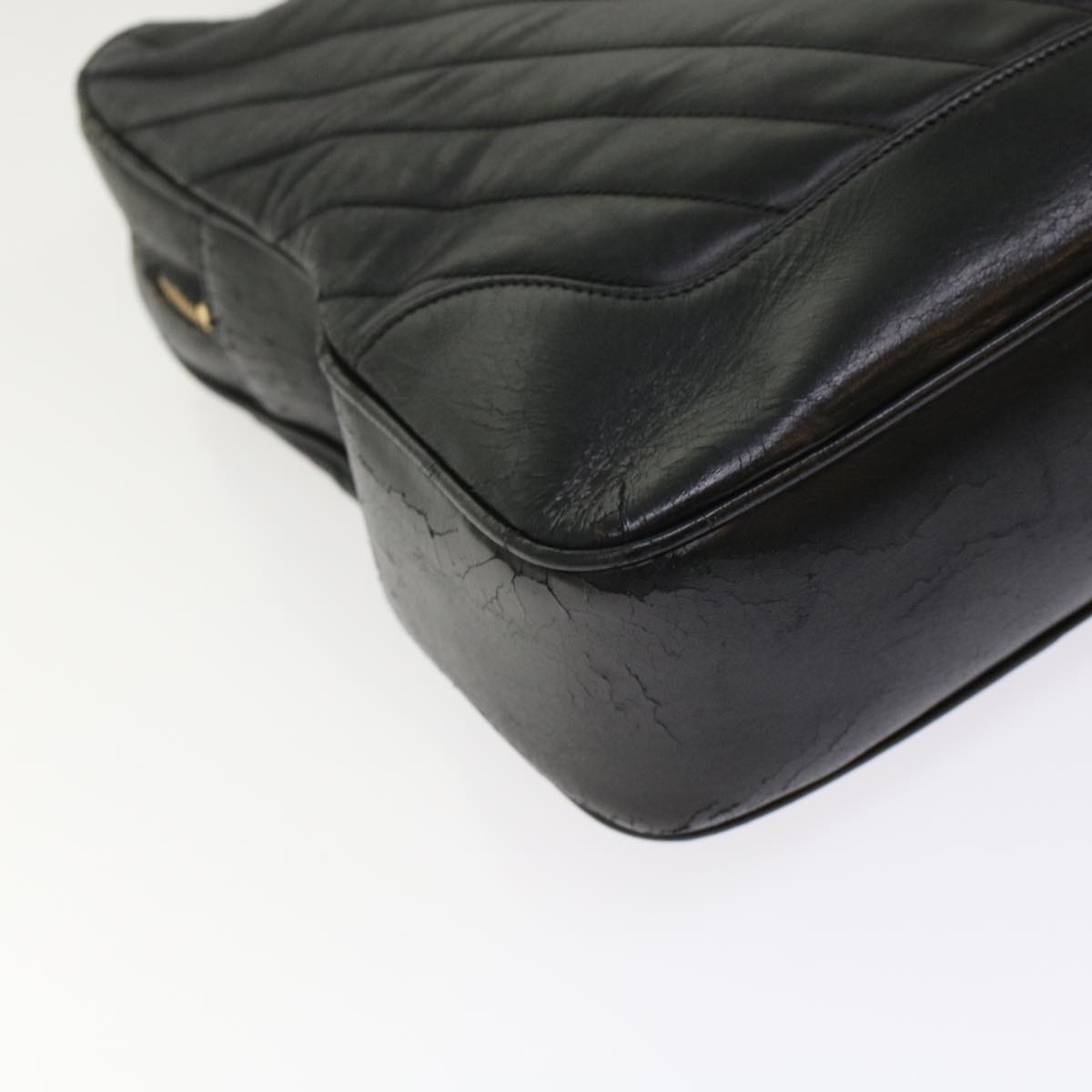 CHANEL V Stitch Hand Bag Leather Black CC  bs7027