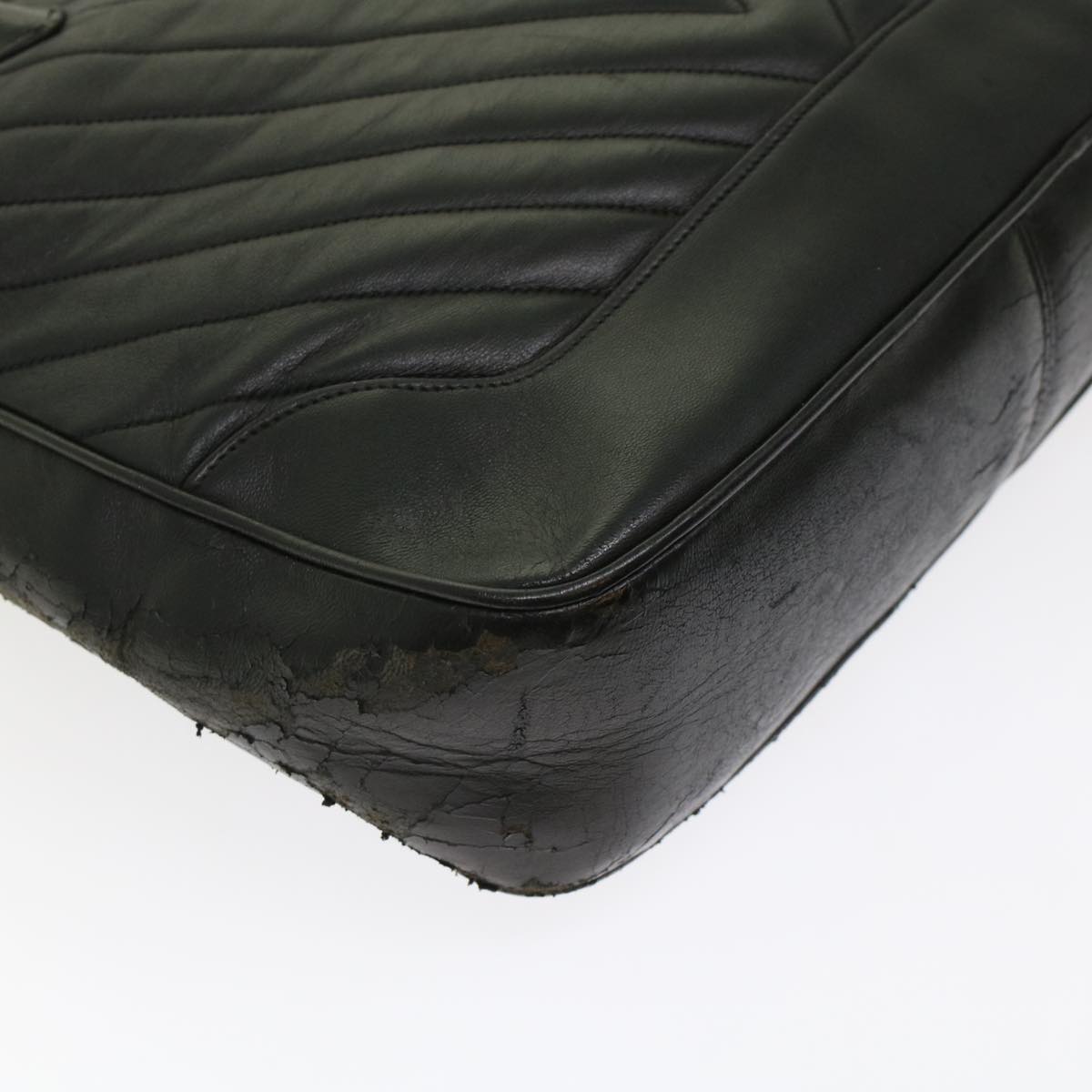 CHANEL V Stitch Hand Bag Leather Black CC  bs7027