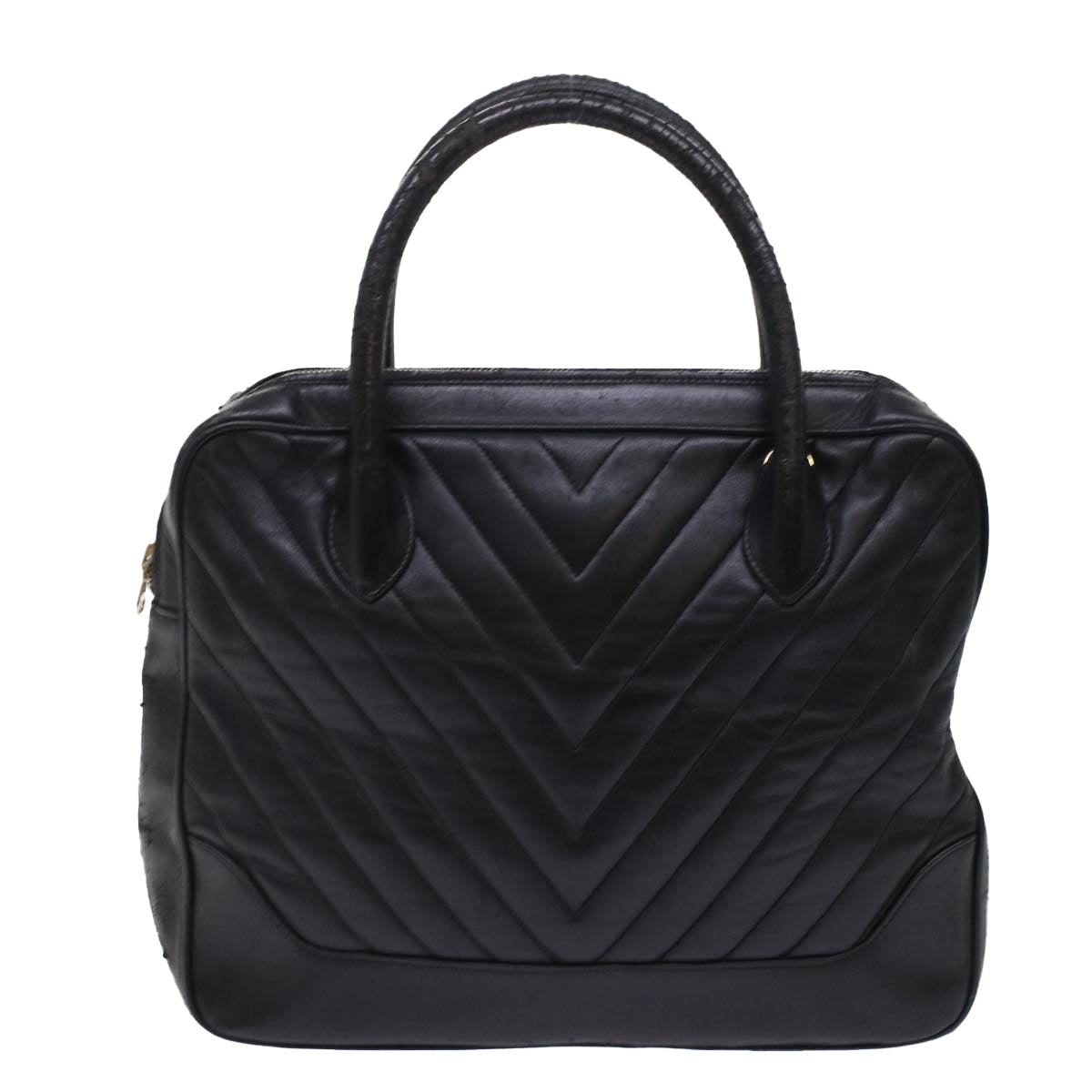 CHANEL V Stitch Hand Bag Leather Black CC  bs7027