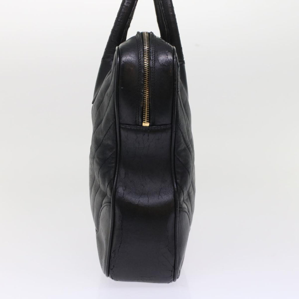 CHANEL V Stitch Hand Bag Leather Black CC  bs7027