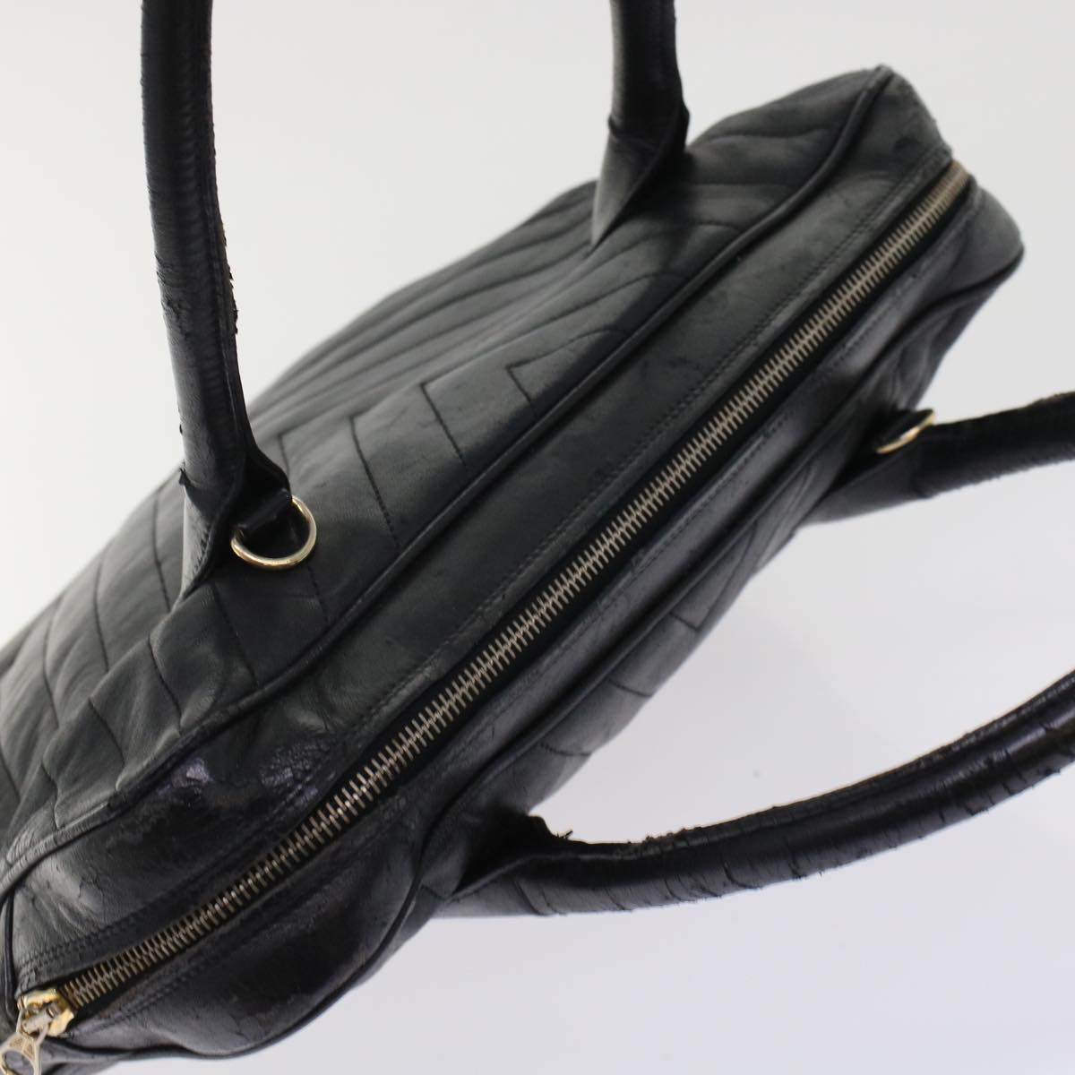 CHANEL V Stitch Hand Bag Leather Black CC  bs7027