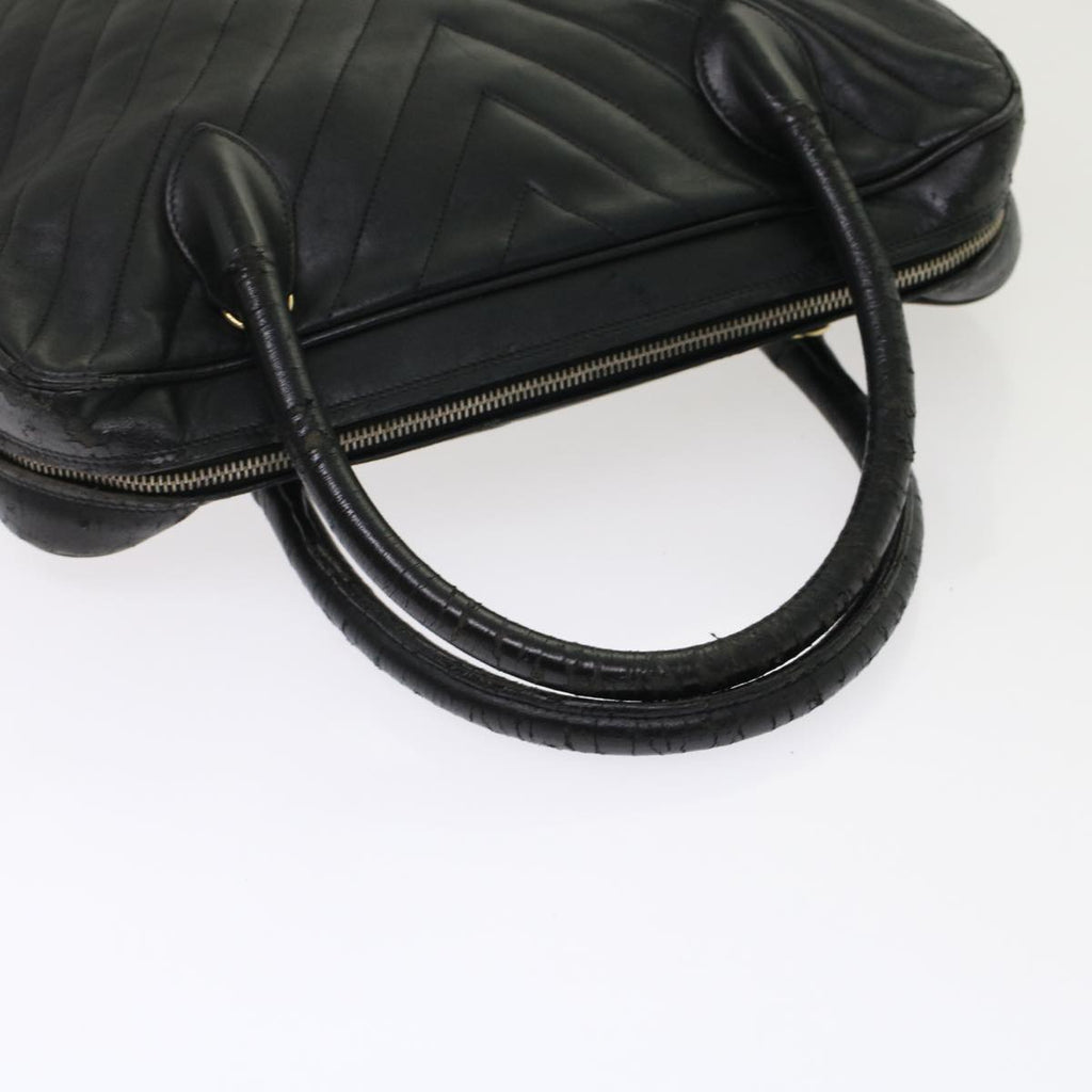 CHANEL V Stitch Hand Bag Leather Black CC  bs7027
