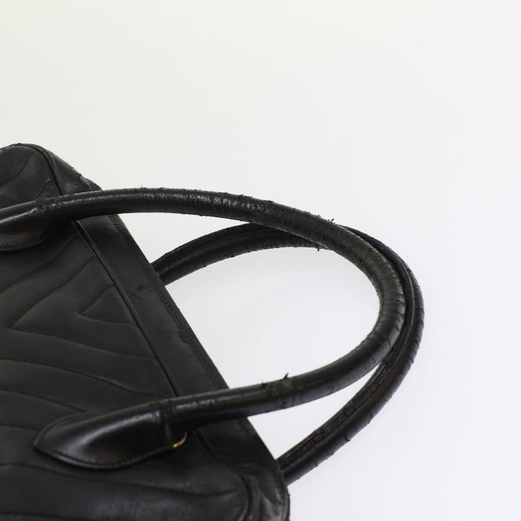CHANEL V Stitch Hand Bag Leather Black CC  bs7027