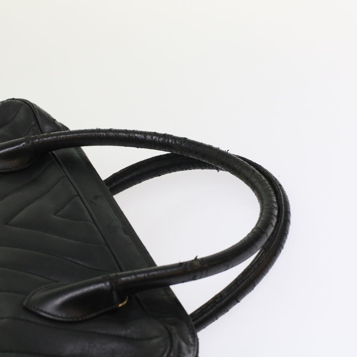 CHANEL V Stitch Hand Bag Leather Black CC  bs7027