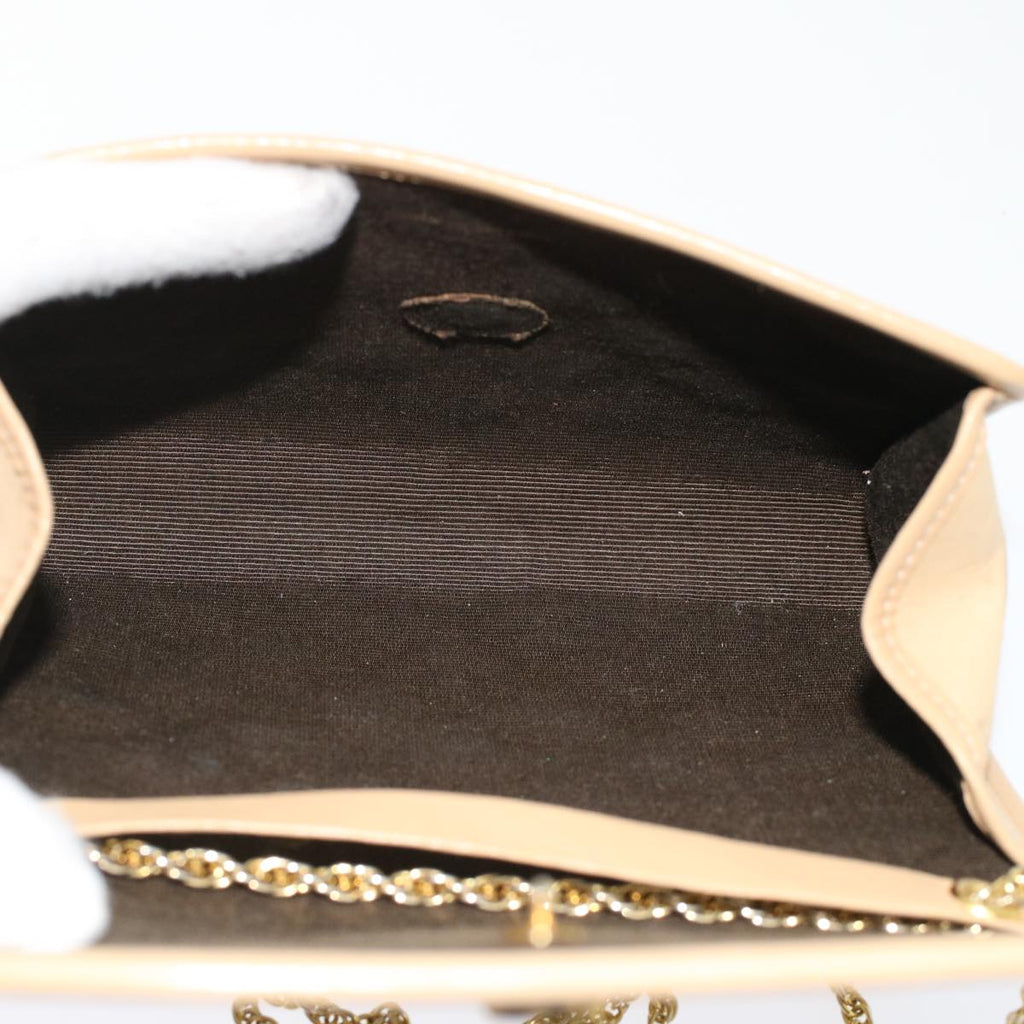 CHANEL Chain Shoulder Bag Lamb Skin Beige CC  bs7081