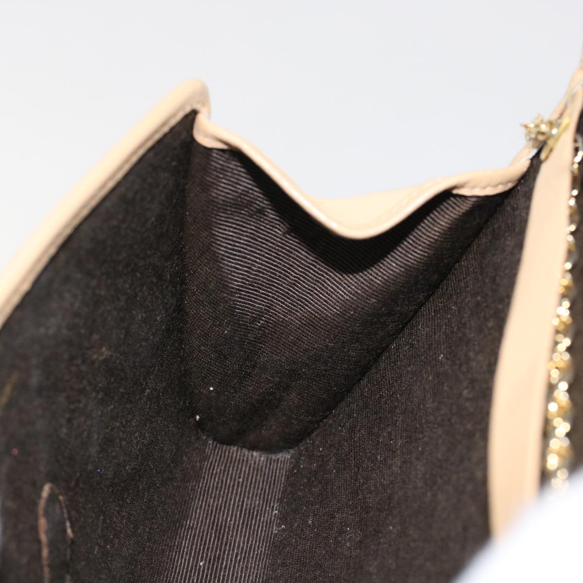 CHANEL Chain Shoulder Bag Lamb Skin Beige CC  bs7081