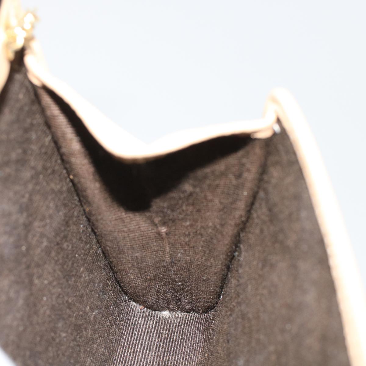 CHANEL Chain Shoulder Bag Lamb Skin Beige CC  bs7081
