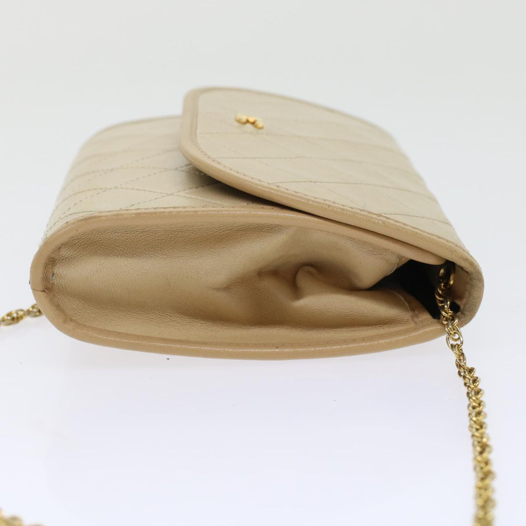 CHANEL Chain Shoulder Bag Lamb Skin Beige CC  bs7081