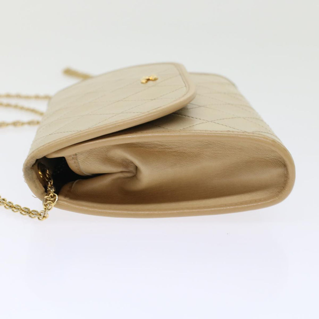 CHANEL Chain Shoulder Bag Lamb Skin Beige CC  bs7081