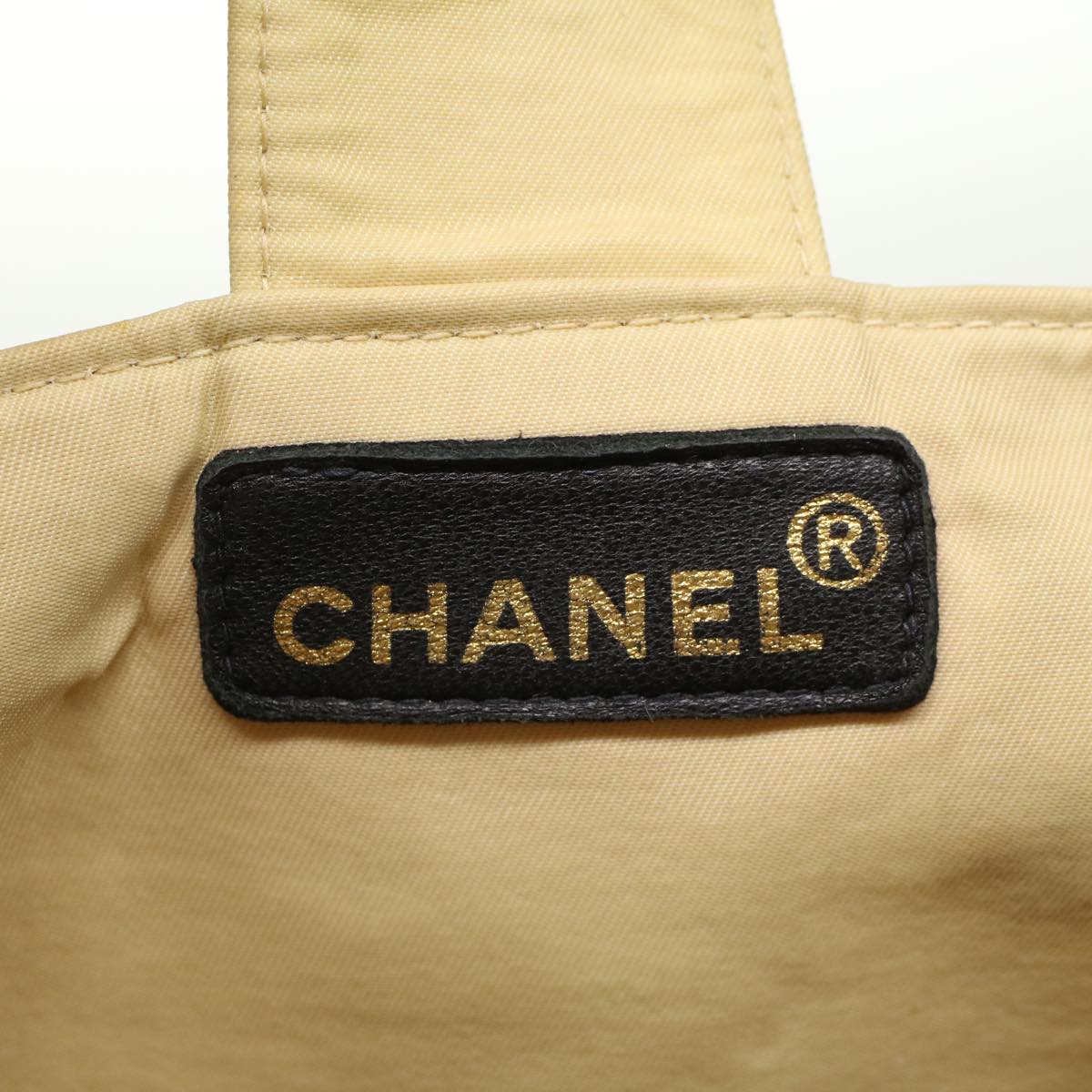 CHANEL Shoulder Bag Nylon Beige CC Auth bs7114