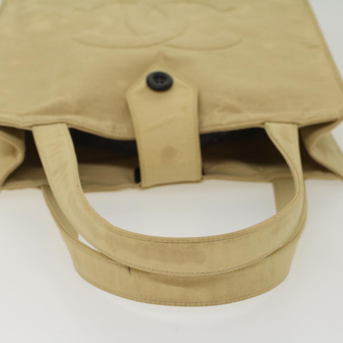 CHANEL Shoulder Bag Nylon Beige CC Auth bs7114